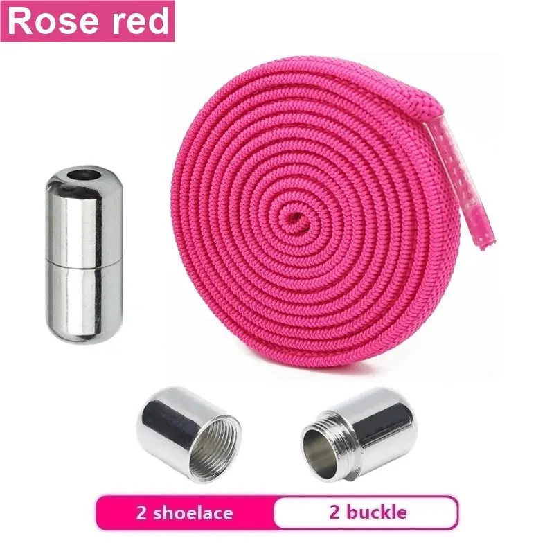 Elastic Flat Shoelaces No Tie laces Metal Lock Creative Kids Adult Sneakers Shoelace Lazy Laces