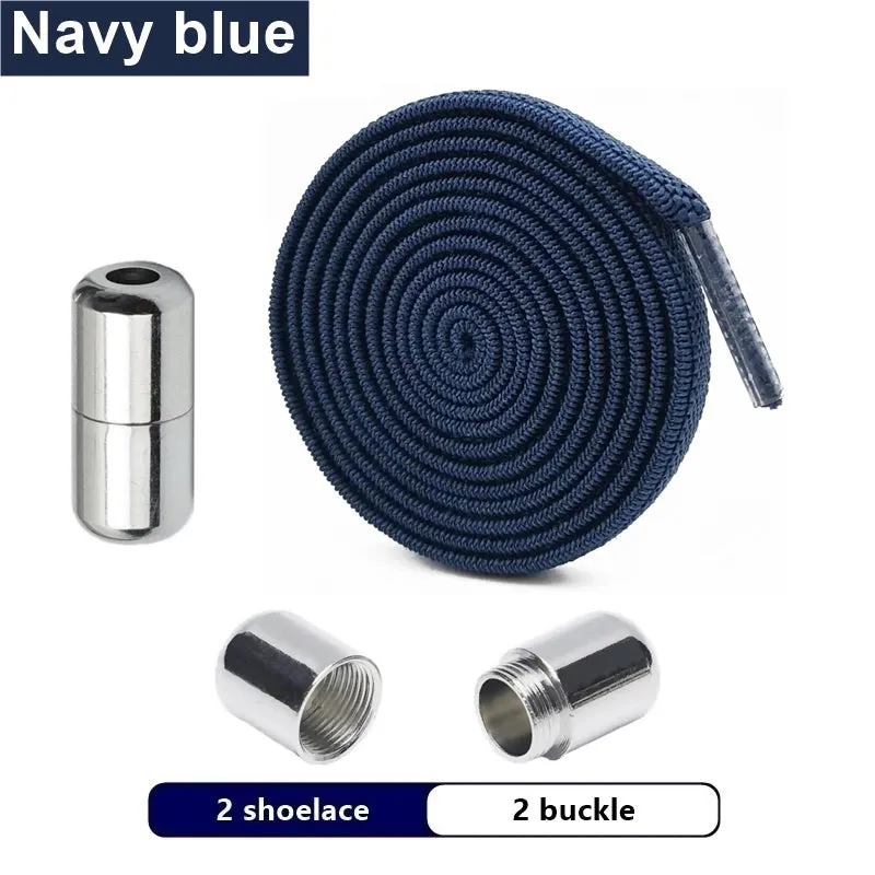 Elastic Flat Shoelaces No Tie laces Metal Lock Creative Kids Adult Sneakers Shoelace Lazy Laces