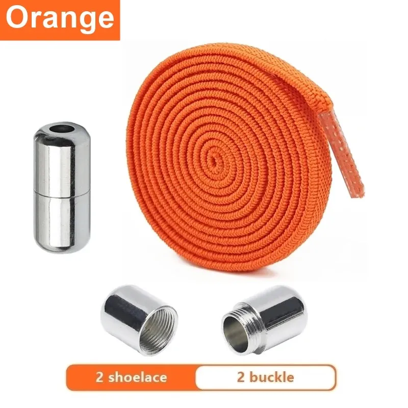 Elastic Flat Shoelaces No Tie laces Metal Lock Creative Kids Adult Sneakers Shoelace Lazy Laces