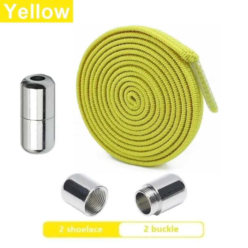 Elastic Flat Shoelaces No Tie laces Metal Lock Creative Kids Adult Sneakers Shoelace Lazy Laces