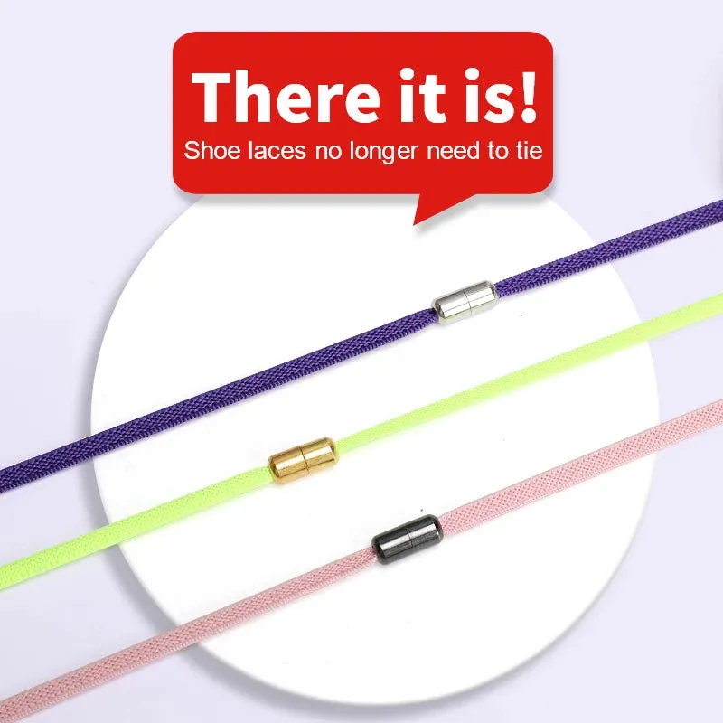 Elastic Flat Shoelaces No Tie laces Metal Lock Creative Kids Adult Sneakers Shoelace Lazy Laces