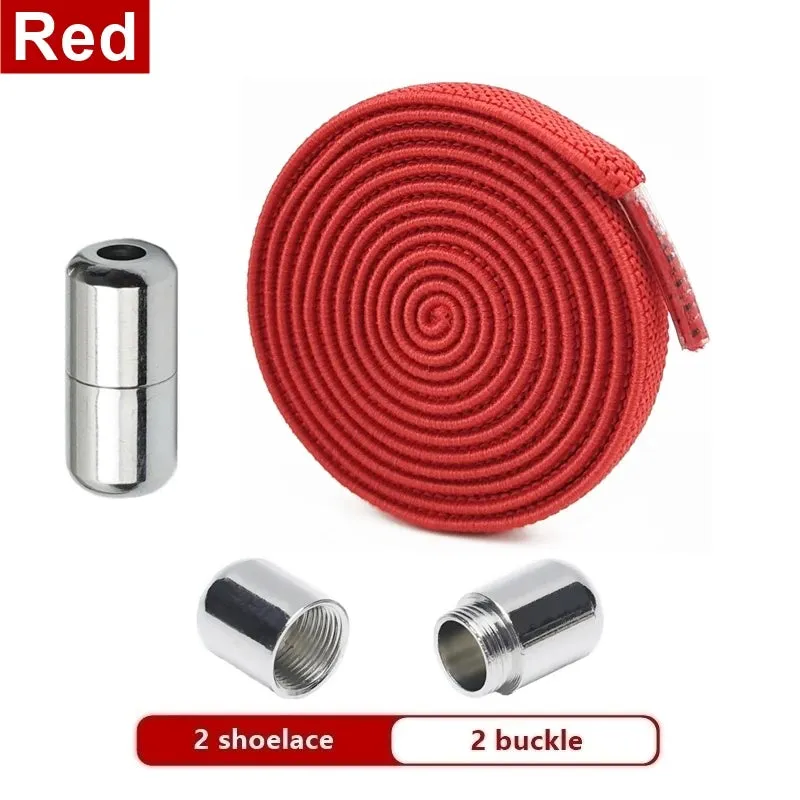 Elastic Flat Shoelaces No Tie laces Metal Lock Creative Kids Adult Sneakers Shoelace Lazy Laces