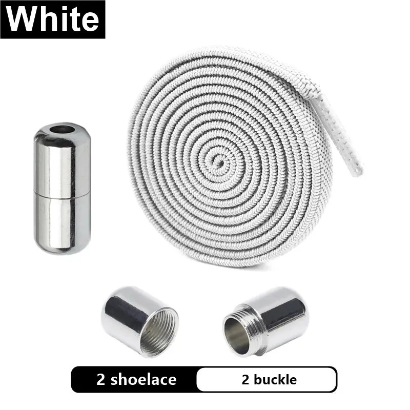 Elastic Flat Shoelaces No Tie laces Metal Lock Creative Kids Adult Sneakers Shoelace Lazy Laces