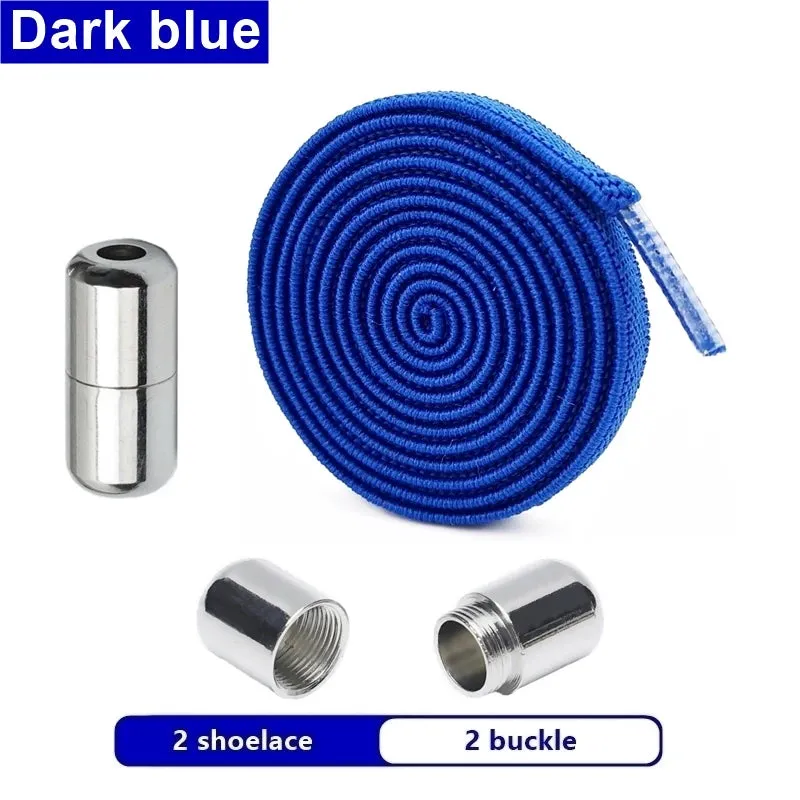 Elastic Flat Shoelaces No Tie laces Metal Lock Creative Kids Adult Sneakers Shoelace Lazy Laces
