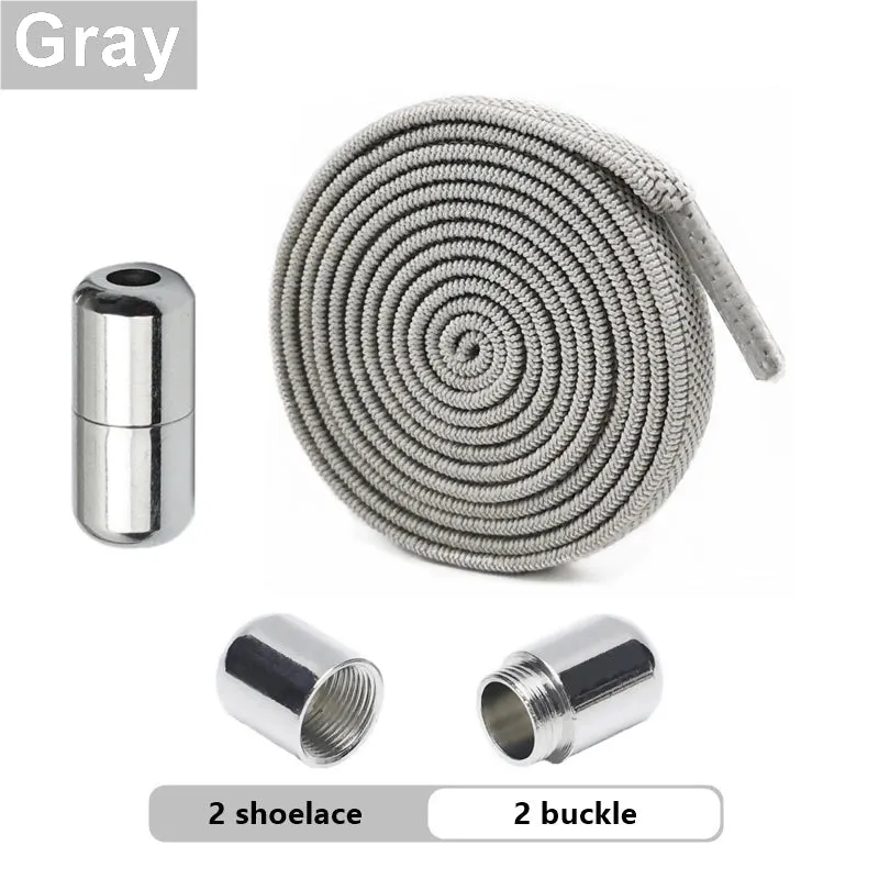 Elastic Flat Shoelaces No Tie laces Metal Lock Creative Kids Adult Sneakers Shoelace Lazy Laces