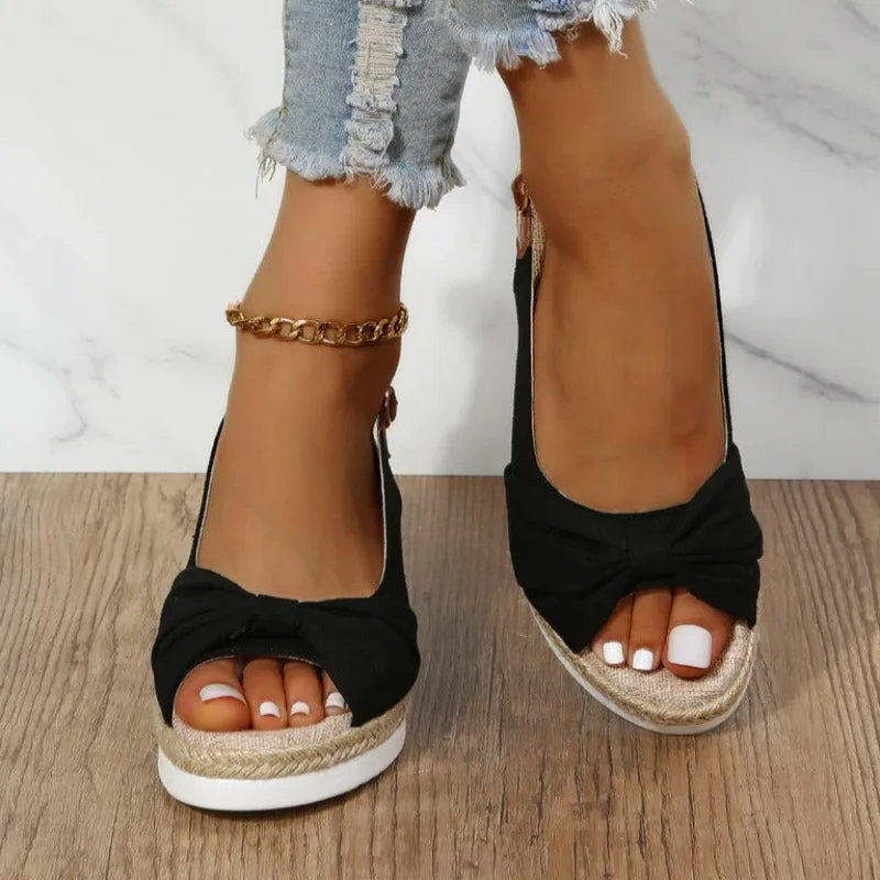 Fashion Buckle Peep Toe Women Casual Wedges Sandals