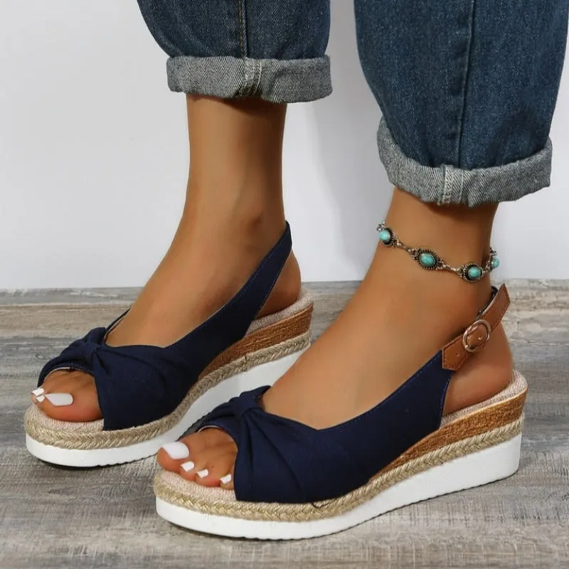 Fashion Buckle Peep Toe Women Casual Wedges Sandals