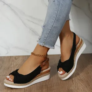 Fashion Buckle Peep Toe Women Casual Wedges Sandals