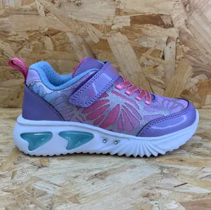 Geox Kids Assister Light Up Trainers - Light Violet / Watersea