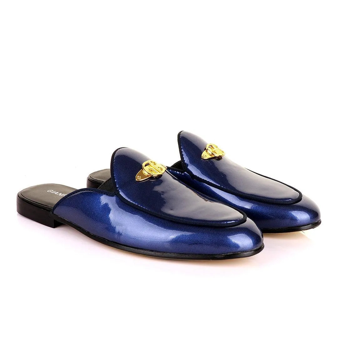 Gianfrranco Butteri Half Shoe With Gold Logo-Royal Blue