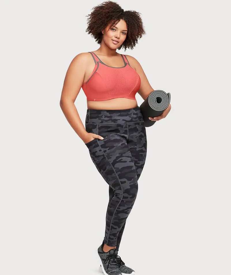 Glamorise Custom Control WonderWire Sports Bra - Coral/Gray
