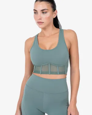 Glide Active Mesh Corset Bra Forest Green FINAL SALE