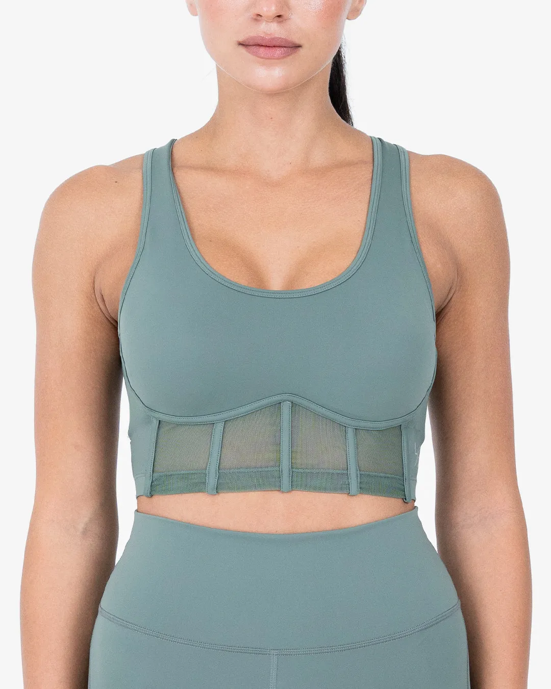 Glide Active Mesh Corset Bra Forest Green FINAL SALE