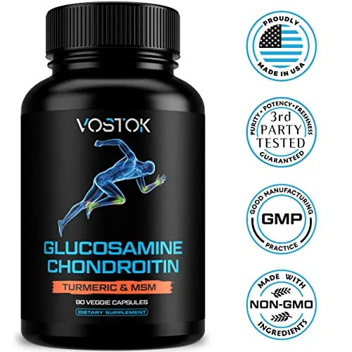 Glucosamine Chondroitin with Turmeric MSM Boswellia - Natural Joint Pain Relief Supplements for Men and Women - Anti-Inflammatory, Cartilage Building, Non-GMO and Gluten Free - 90 Capsules