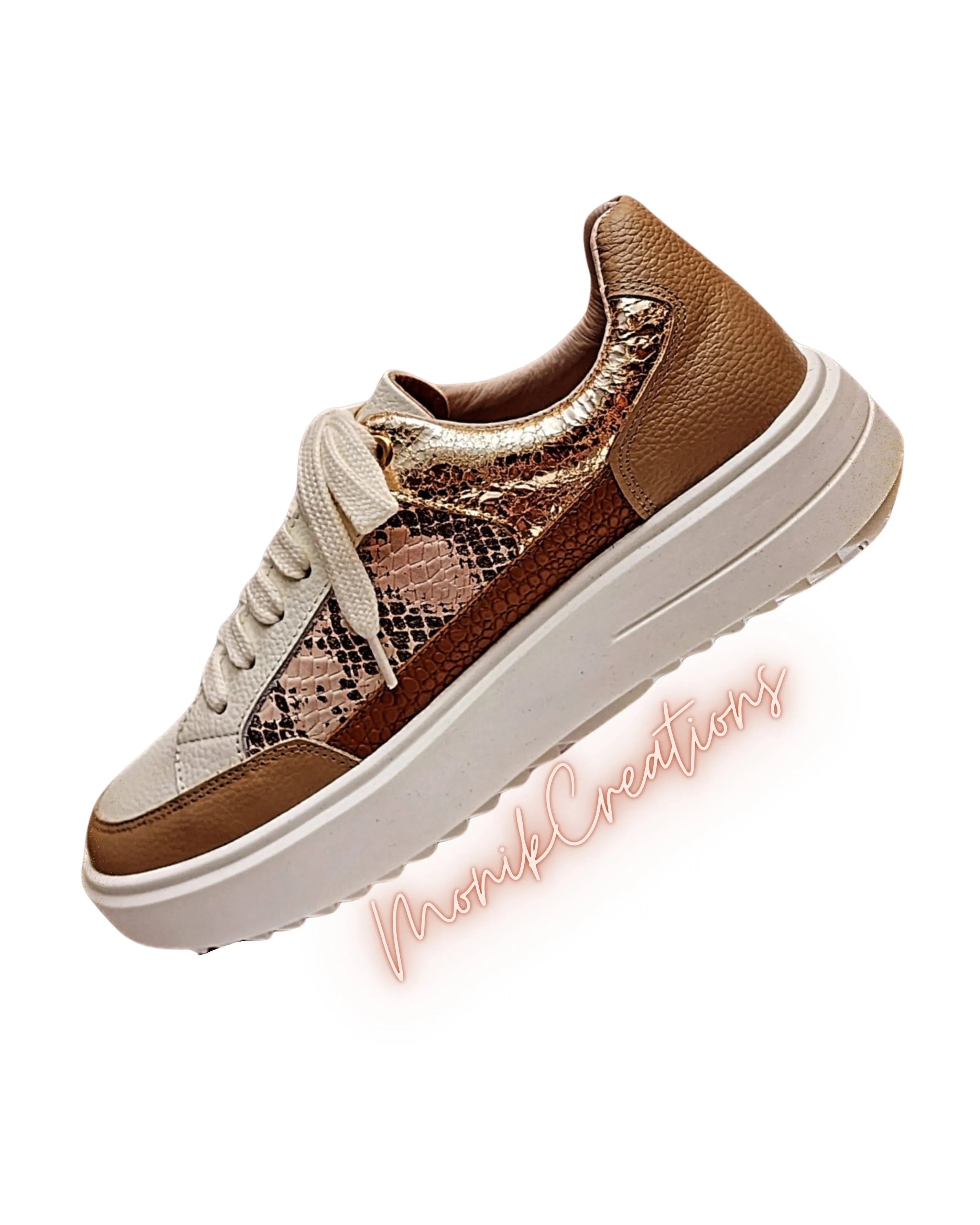 Golden Tan Leather Sneakers
