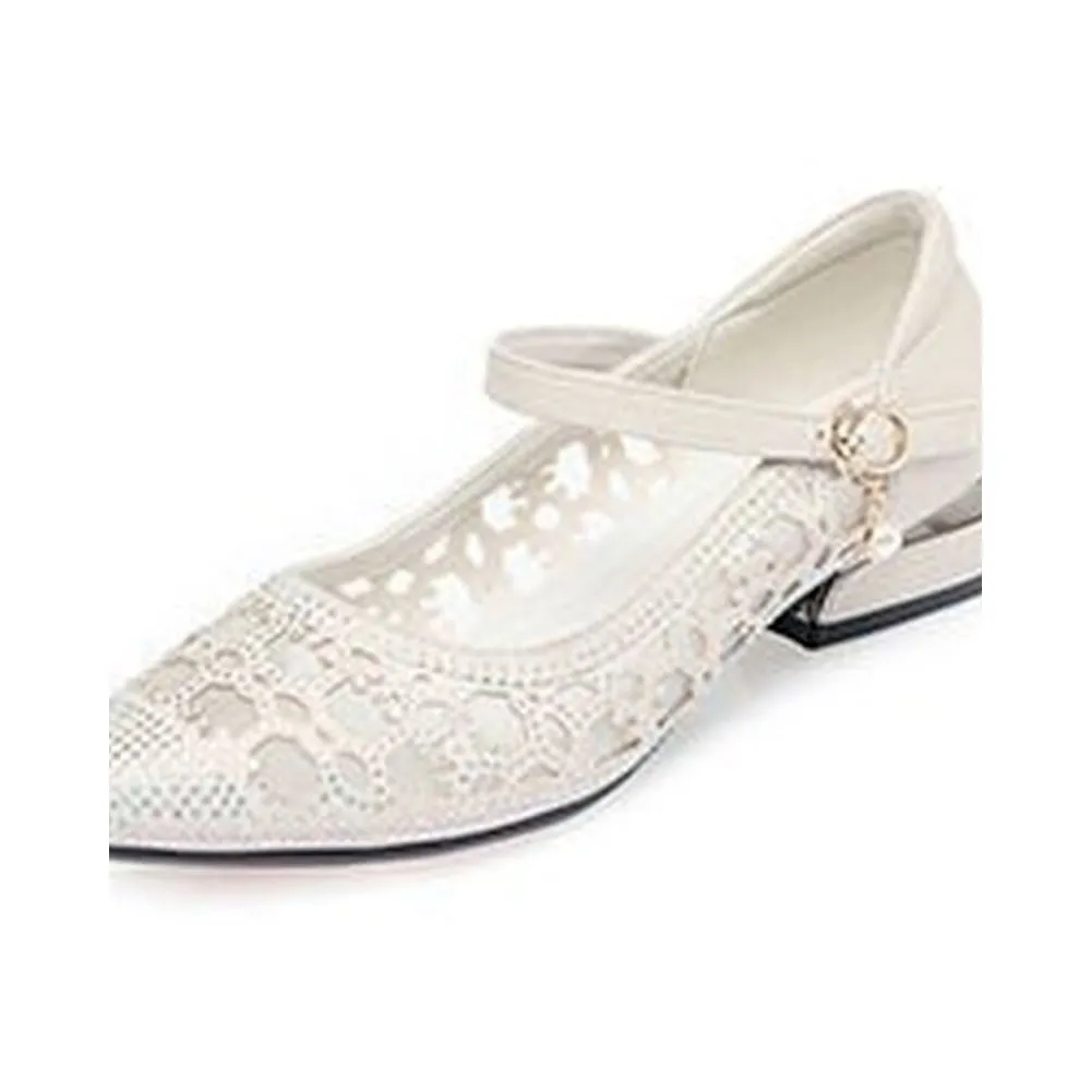 Hollow Out Leather Pumps