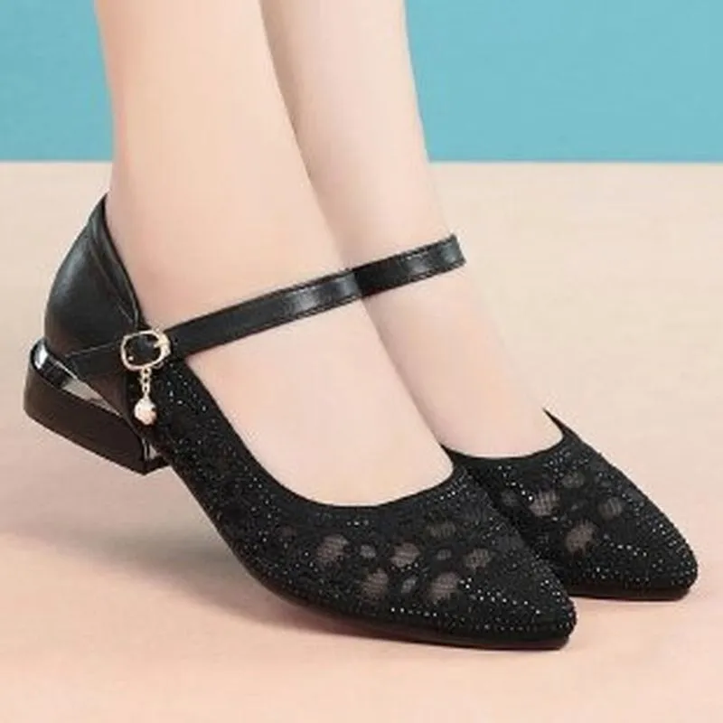 Hollow Out Leather Pumps