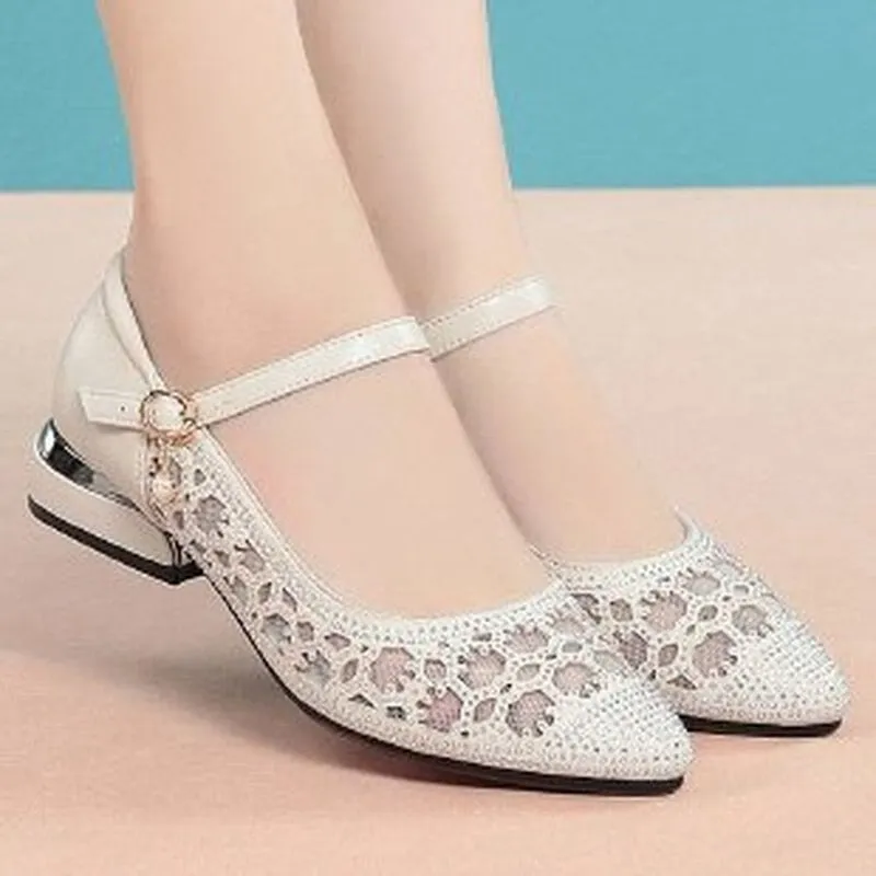 Hollow Out Leather Pumps