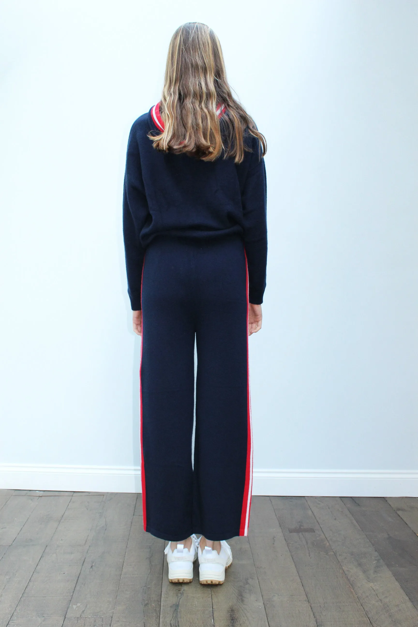 JU Side Swipe Cashmere Joggers in Navy