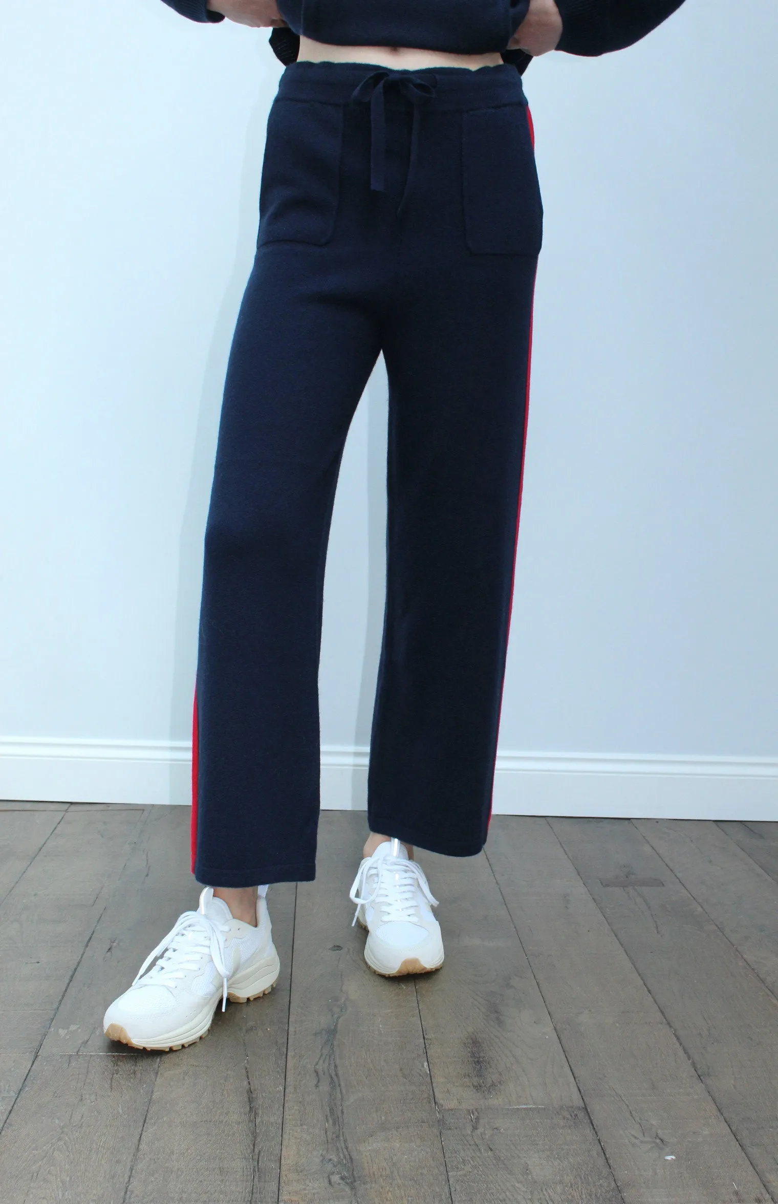 JU Side Swipe Cashmere Joggers in Navy