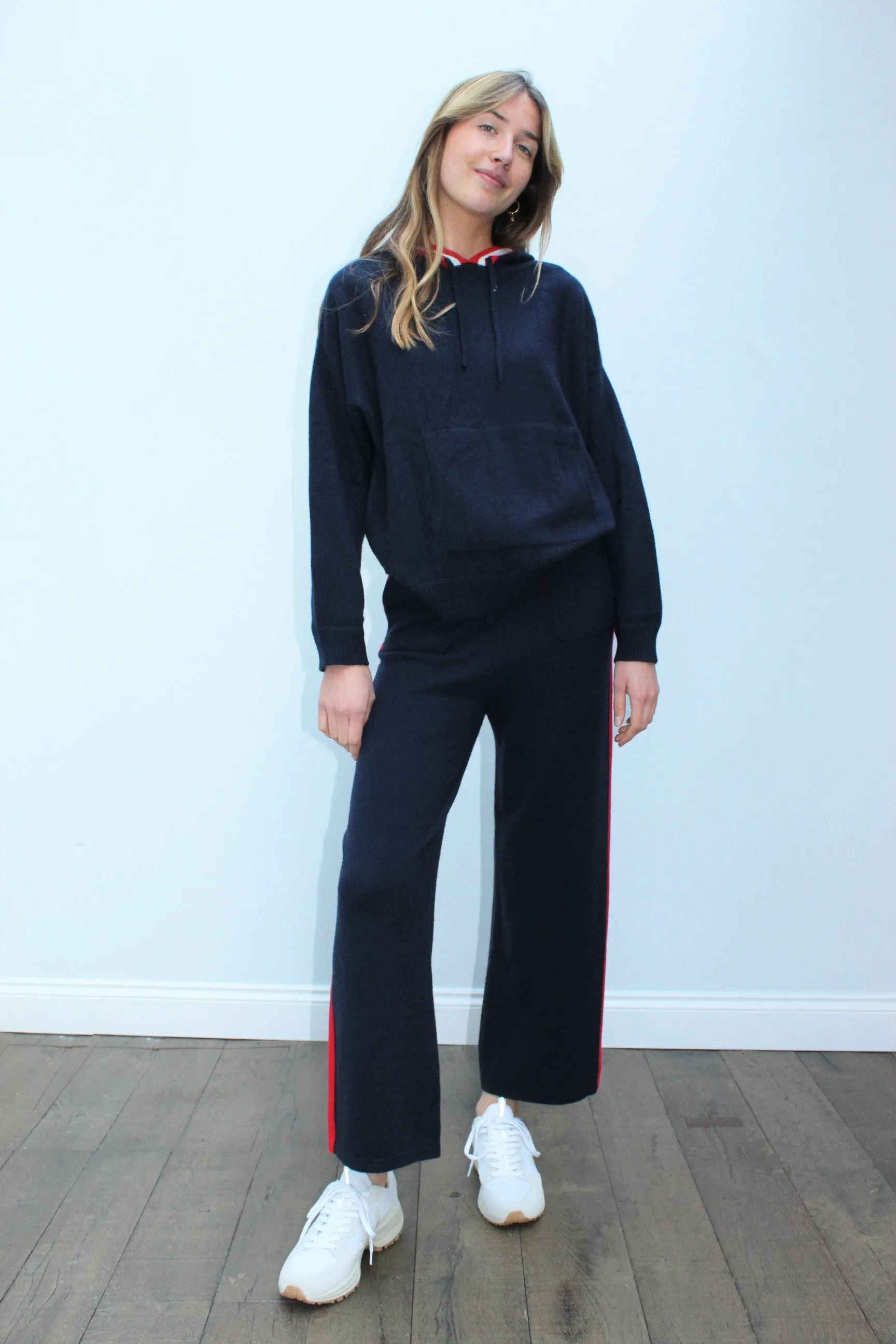 JU Side Swipe Cashmere Joggers in Navy