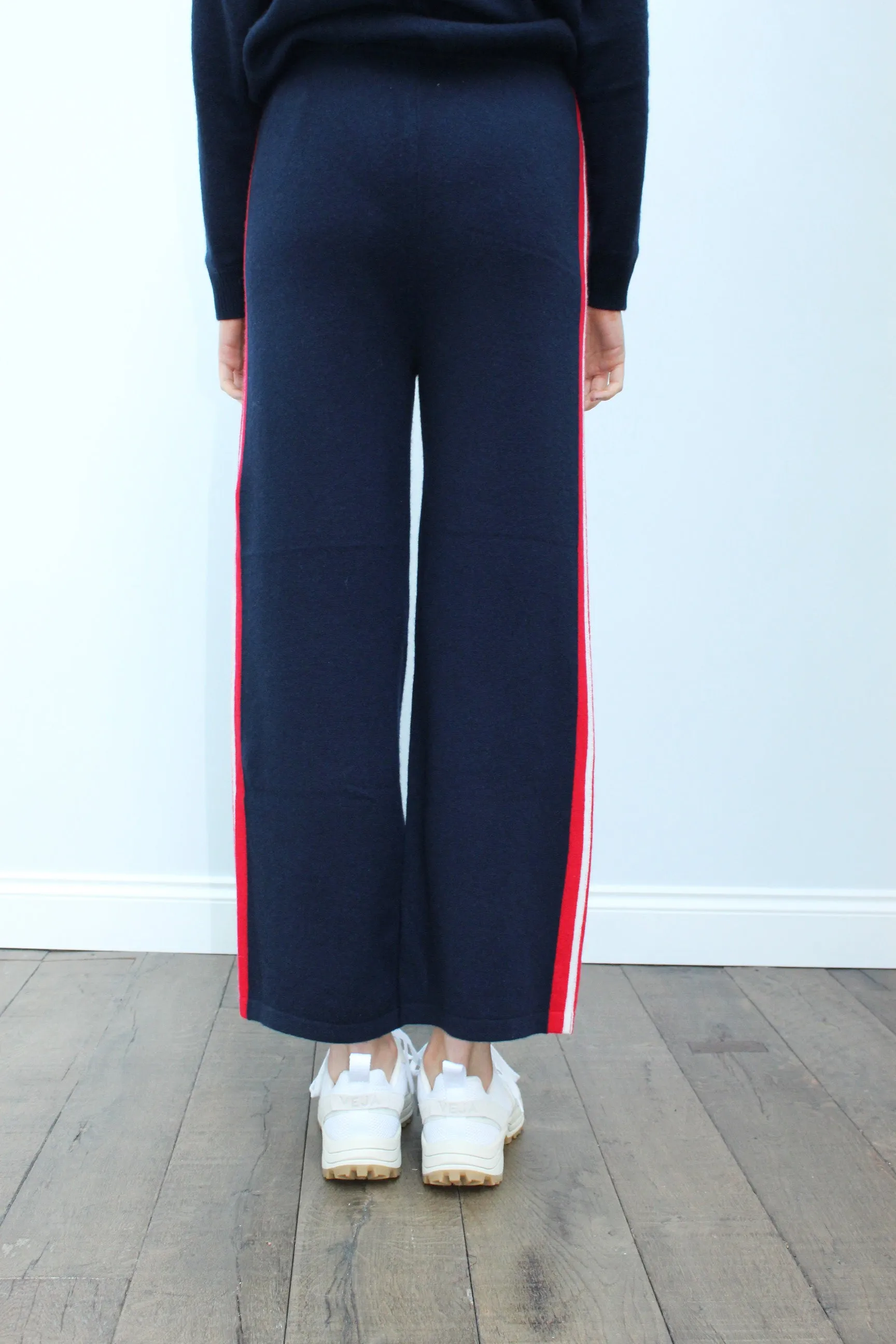 JU Side Swipe Cashmere Joggers in Navy