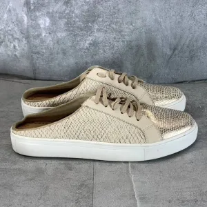 KAANAS Women's Off-White Faro Snake Embossed Metallic Slip-On Shoes SZ 11