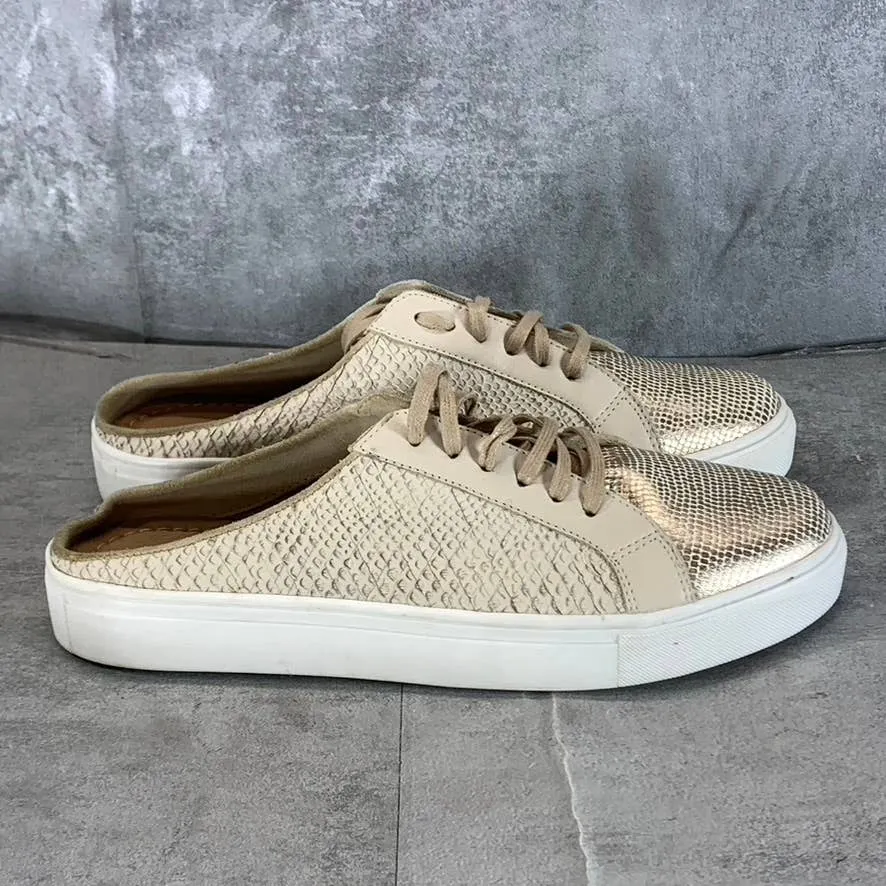 KAANAS Women's Off-White Faro Snake Embossed Metallic Slip-On Shoes SZ 11