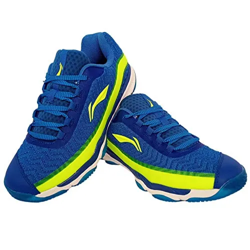Li-Ning RangerLiteIII Non-Marking Premium Badminton Shoes - Blue/Lime, 6 UK
