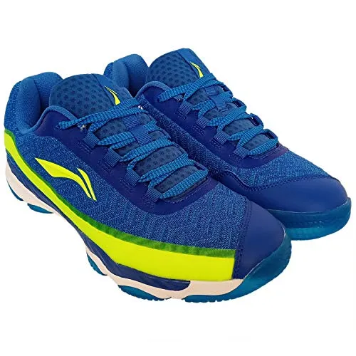 Li-Ning RangerLiteIII Non-Marking Premium Badminton Shoes - Blue/Lime, 6 UK