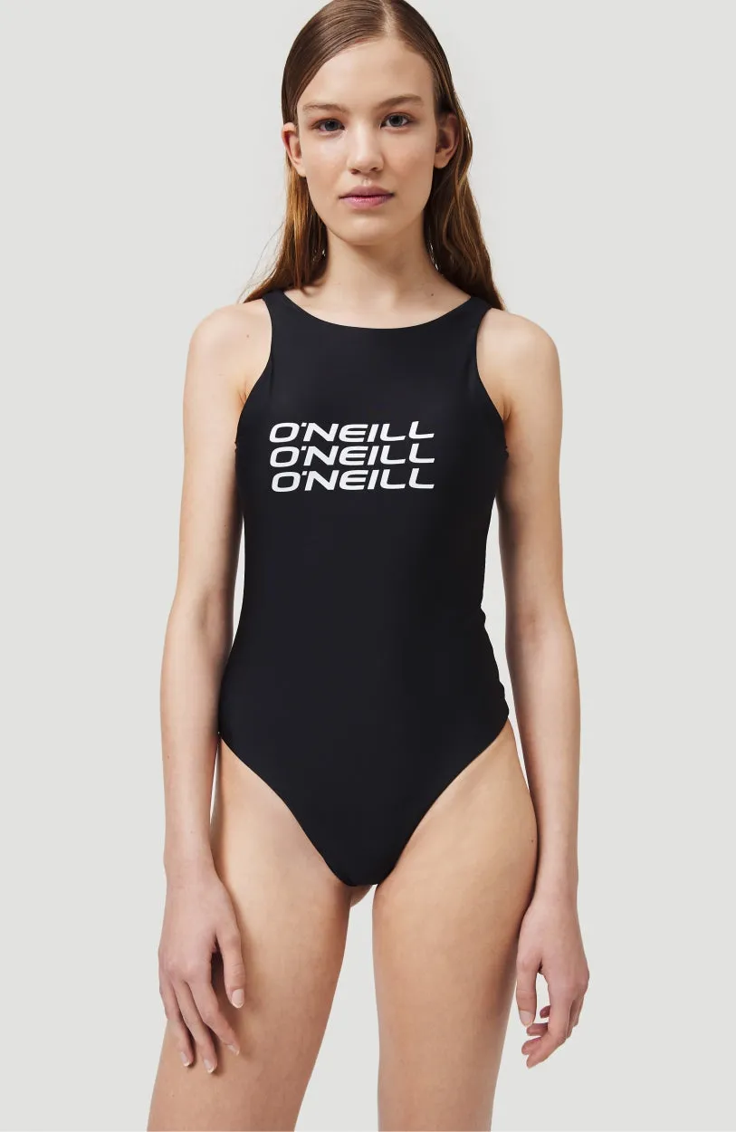 Logo High Neck Swimsuit | BlackOut - A
