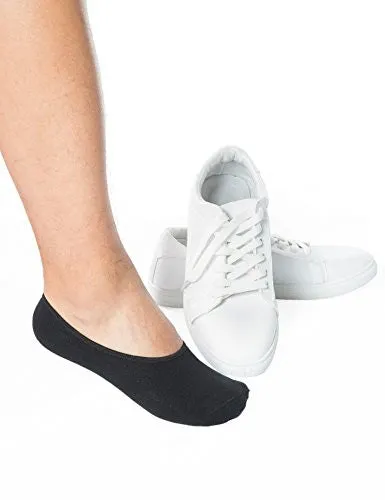 Mens Thin No Show Socks 6 Pack Casual Low Cut Loafers Non Slip Boat Liners Black