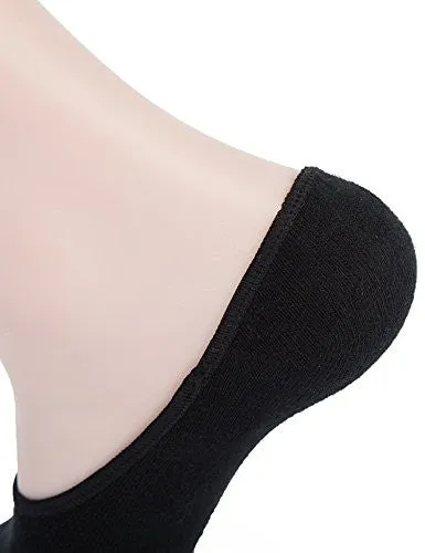Mens Thin No Show Socks 6 Pack Casual Low Cut Loafers Non Slip Boat Liners Black