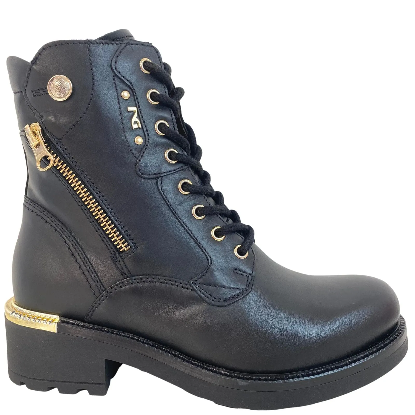 NeroGiardini Black Leather Lace Up Boots