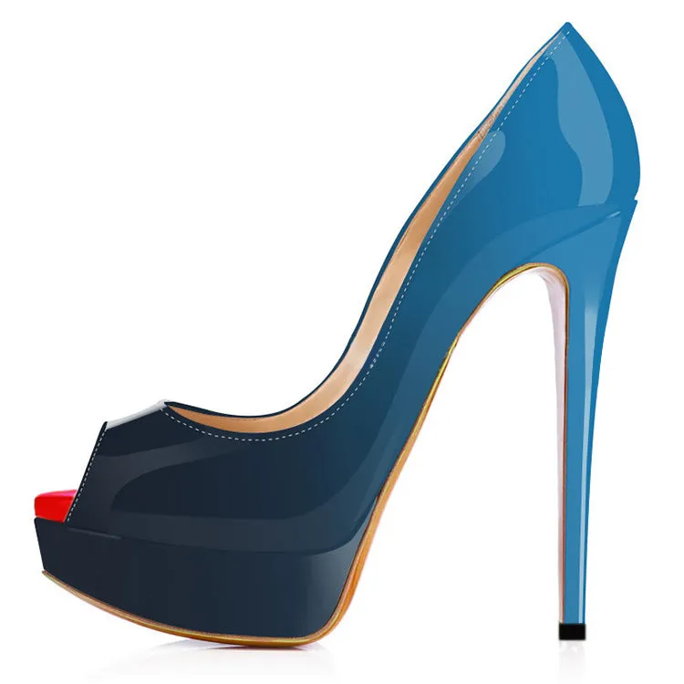New Stylish Pointed Gradient Color Shallow Mouth Stiletto Heels Shoes