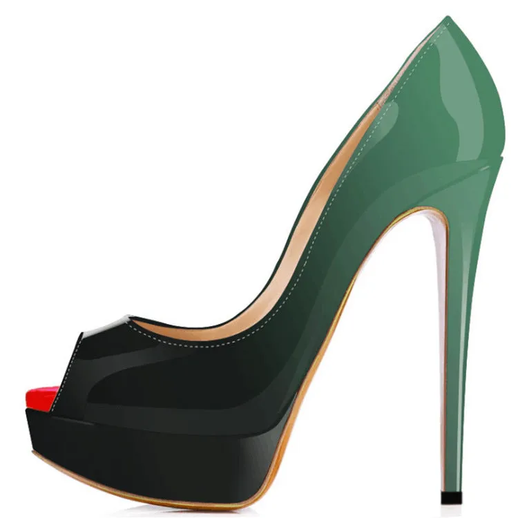 New Stylish Pointed Gradient Color Shallow Mouth Stiletto Heels Shoes
