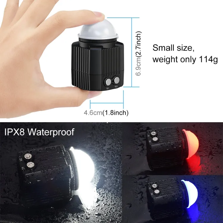 PULUZ 60m Underwater LED Photography Fill Light 7.4V/1100mAh Diving Light for GoPro, Insta360, DJI and Other Action Cameras(Black)