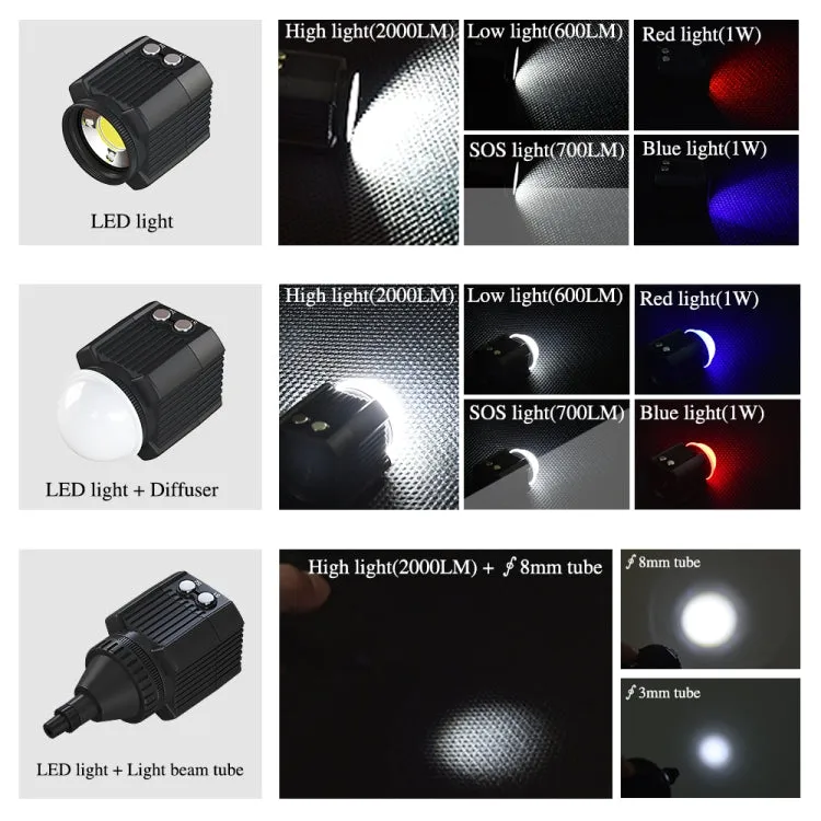 PULUZ 60m Underwater LED Photography Fill Light 7.4V/1100mAh Diving Light for GoPro, Insta360, DJI and Other Action Cameras(Black)