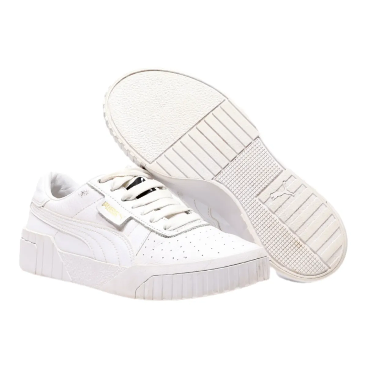 PUMA Cali 2018 Low Top Trainers White Leather Womens UK 4