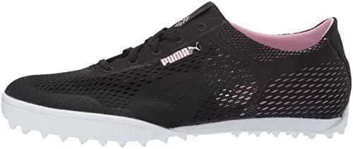 Puma Golf Women's Monolite Cat Woven Golf Shoe, Puma Black-Pale Pink, 10.5 M US