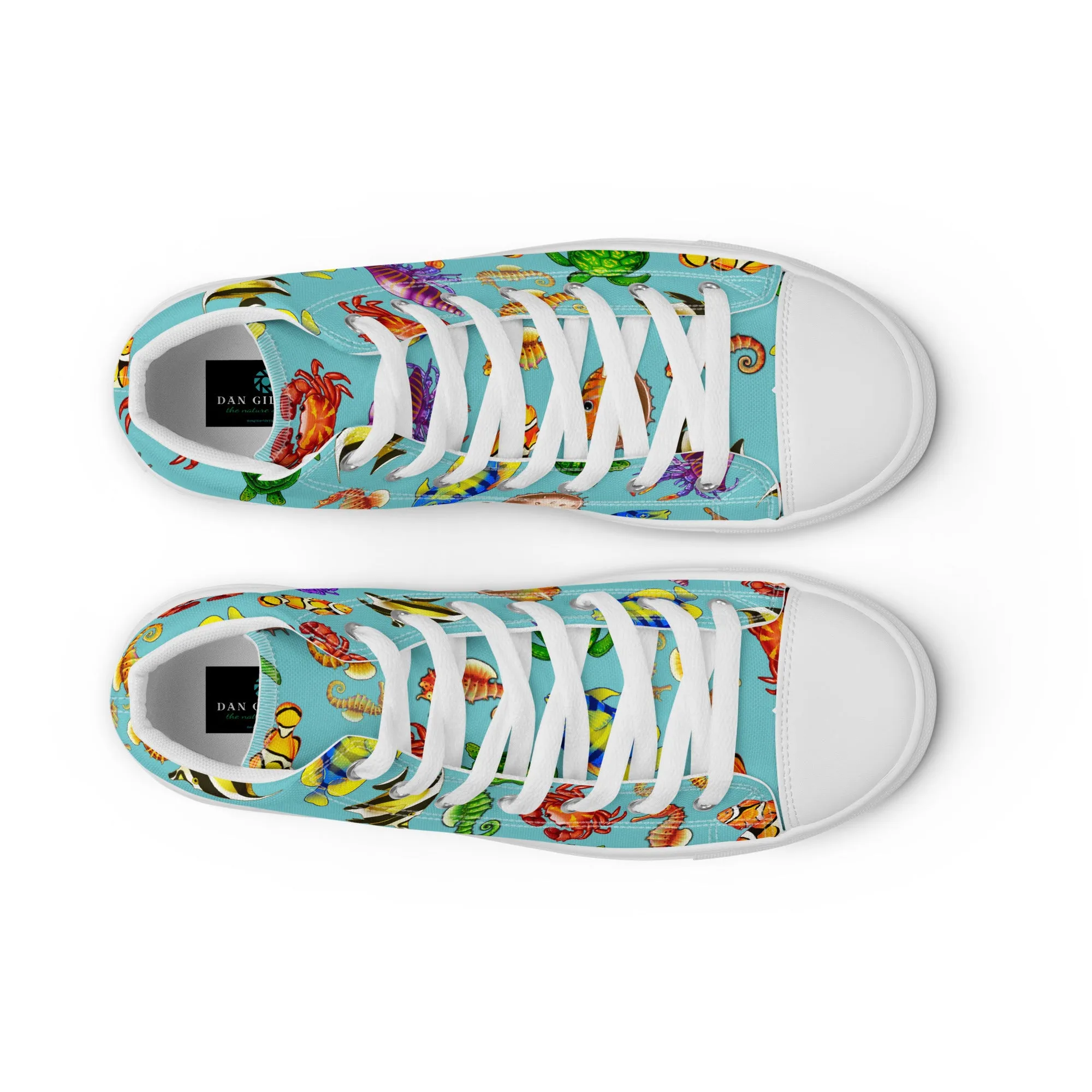 Rainbow Sea Blue - Women's High Top Canvas Shoes