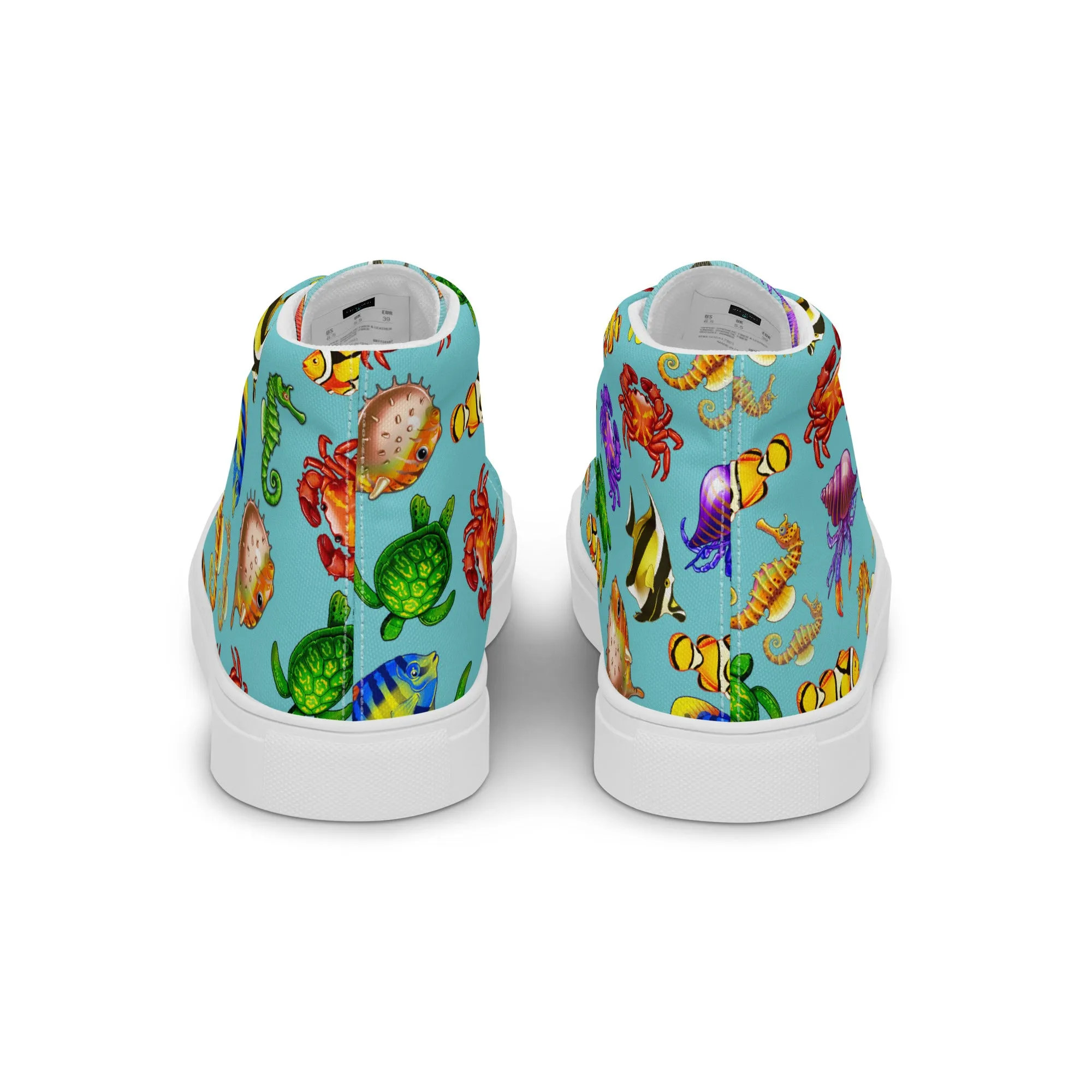 Rainbow Sea Blue - Women's High Top Canvas Shoes