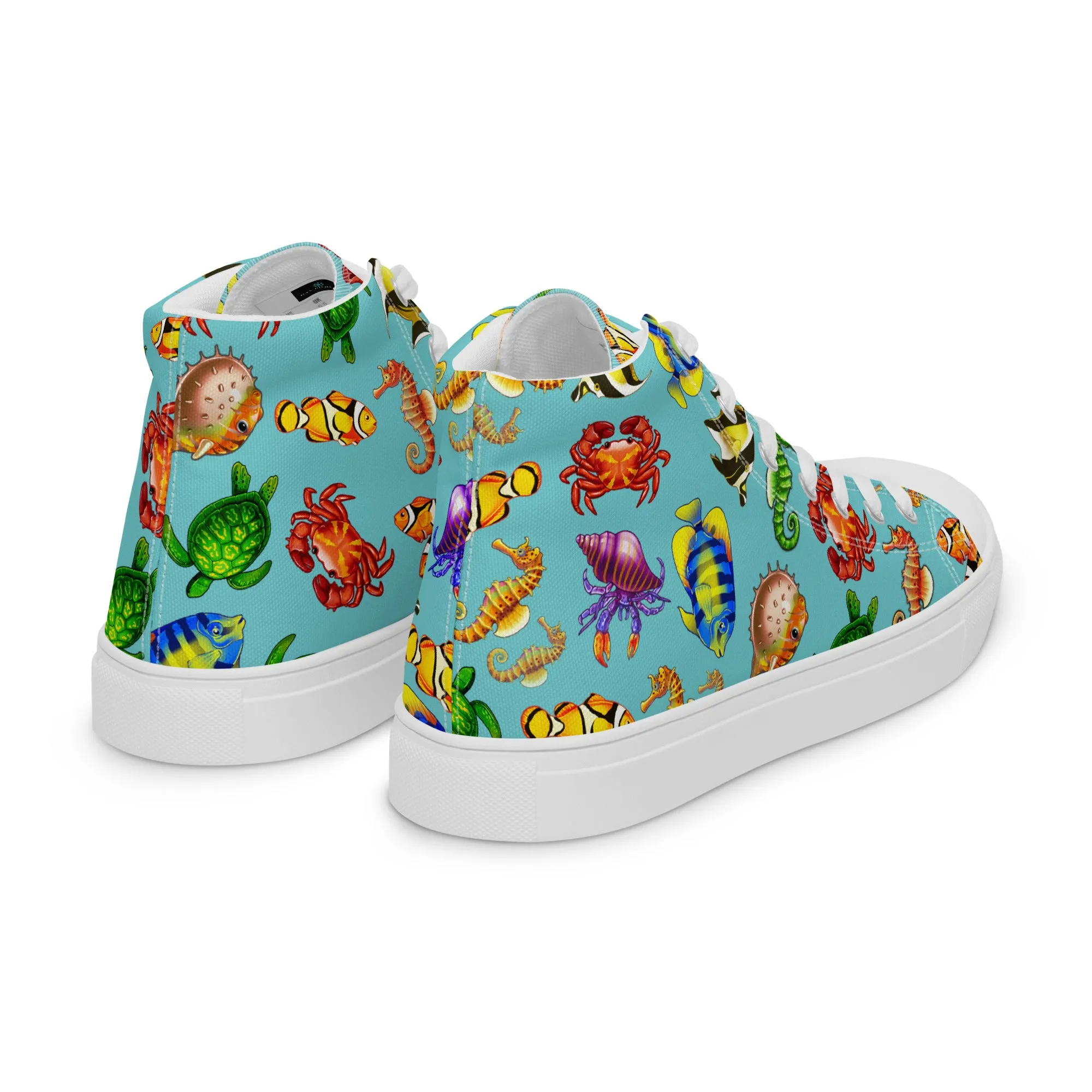 Rainbow Sea Blue - Women's High Top Canvas Shoes