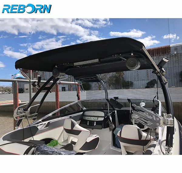 Reborn Launch Boat Wakeboard Tower Plus Pro Tower Bimini Top Black