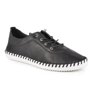 ST IVES LEATHER PLIMSOLE black /white sole