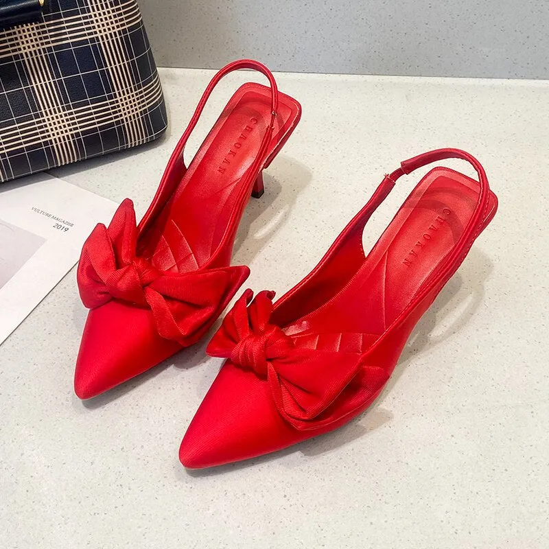 Summer Comfort Women Stiletto Bow Heels Sandals