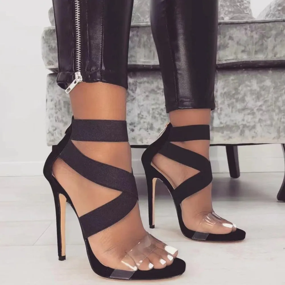 Summer Peep Toe High Heels Zipper Women Shoes