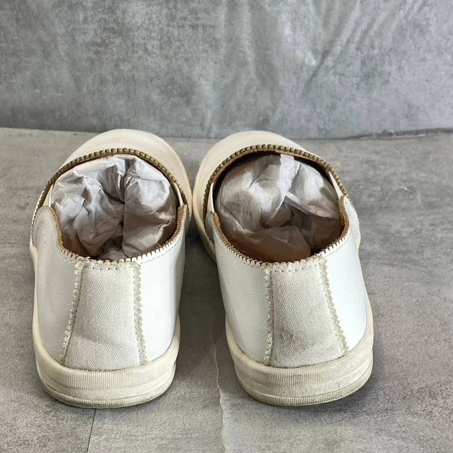 SUN STONE Women's White Snake Embossed Miriam Round-Toe Slip-On Sneakers SZ 8.5