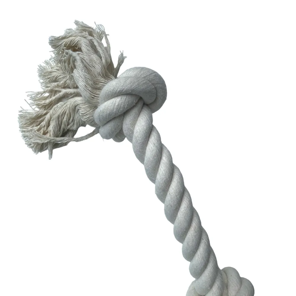Talking Dog Club Extra Large Tug Ball and Rope Toy for Dogs (White/Brown)