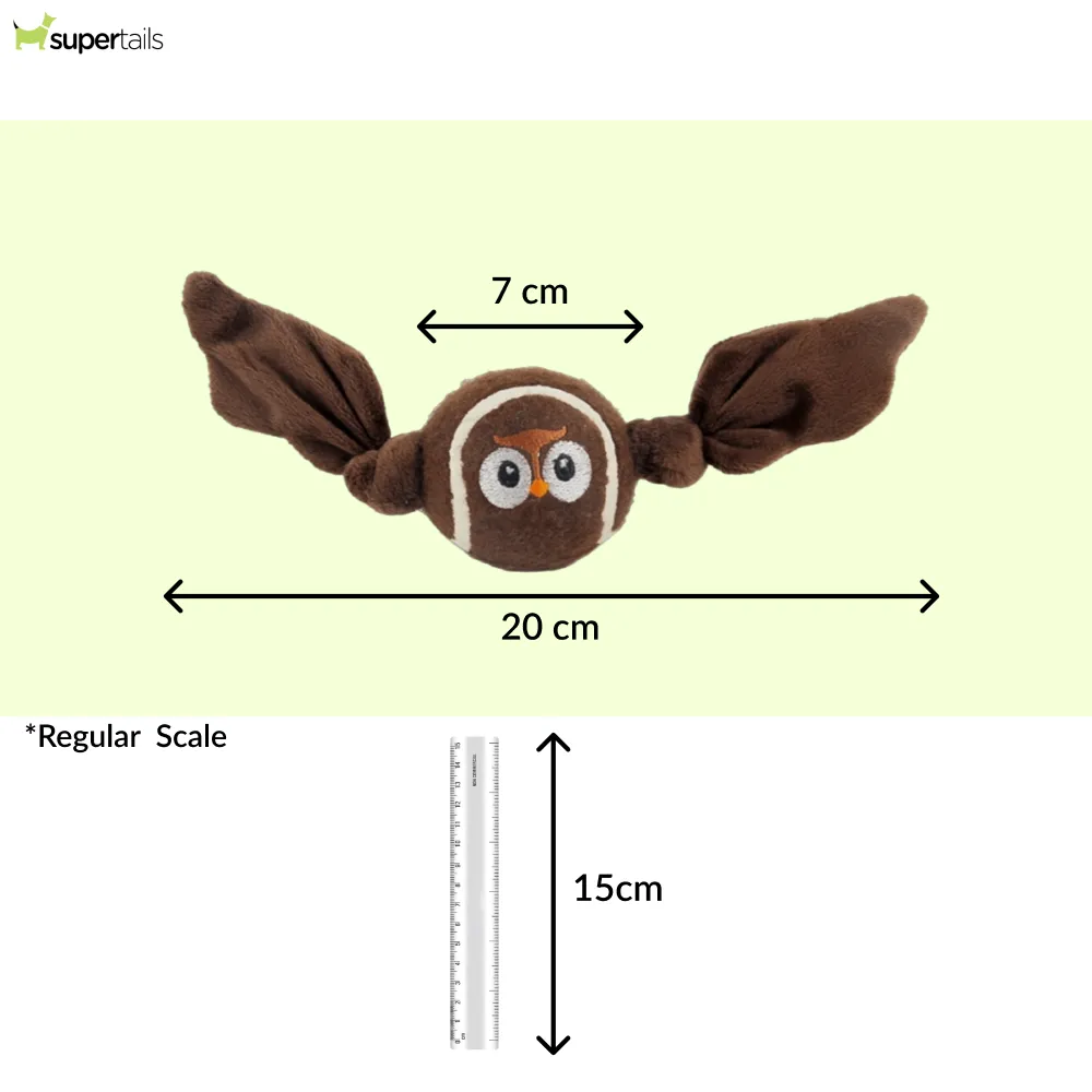 Talking Dog Club Owl Ball with Wings Toy for Dogs (Brown)